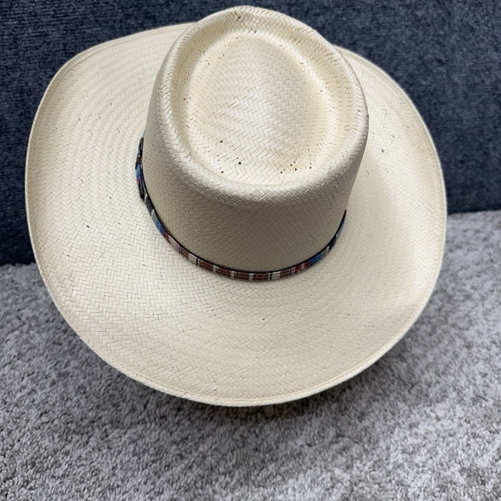 Stetson Delta Straw Hat Panama western Men's size 7 - Picture 5 of 14